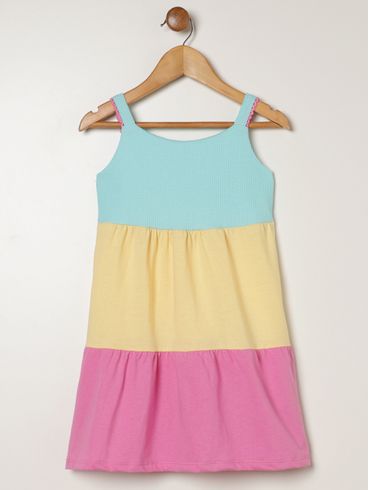 Vestido 3 Marias Mix Tecidos Infantil Para Menina- VERDE