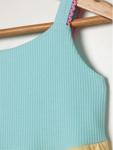 Vestido 3 Marias Mix Tecidos Infantil Para Menina- VERDE