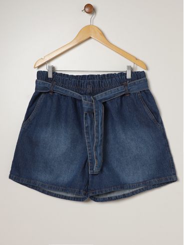 Short Jeans Clochard Plus Size Feminina AZUL