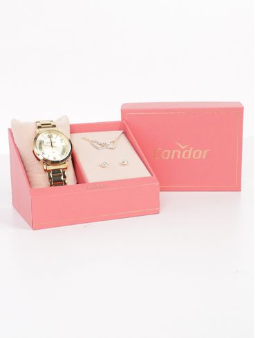 Relógio+Acessório Condor Feminino DOURADO