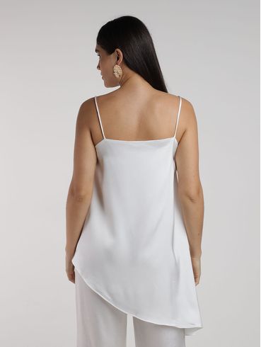 Blusa Cetim Assimétrica Eagle Rock Feminina BRANCO