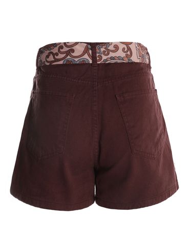 Short Sarja Com Lenço Autentique Feminino MARROM