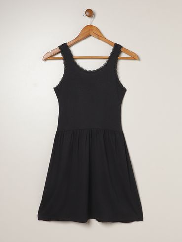 Vestido Malha Juvenil Para Menina - PRETO