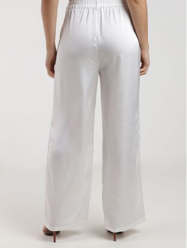 Calça Acetinada Pantalona Eagle Rock Feminina BRANCO