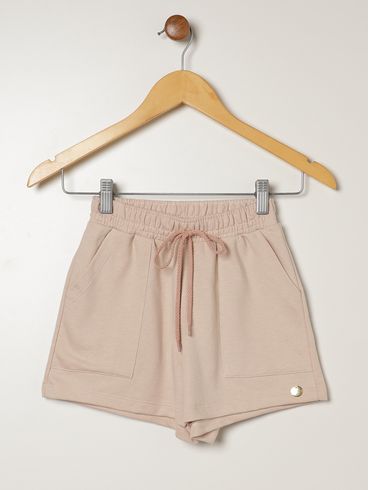 Short Moletinho Juvenil Para Menina - BEGE