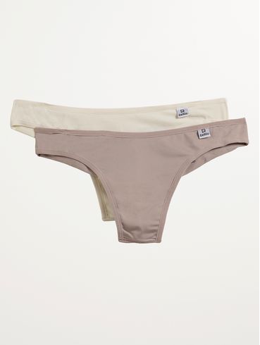 Kit Com 02 Calcinhas Tanga Fio Duplo Feminina NATURAL/LILAS