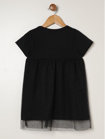 Vestido Tule Halloween Infantil Para Menina- PRETO
