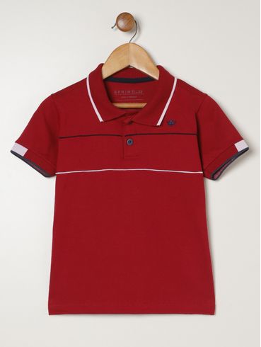 Polo Malha Manga Curta Infantil Para Menio - VERMELHO