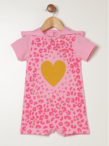 Macacão Curto Com Capuz Infantil Para Bebê - ROSA