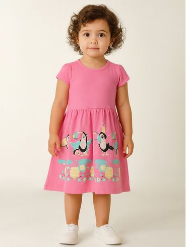 Vestido Godê Infantil Para Menina - ROSA