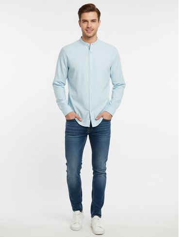 Camisa Slim Gola Padre Eletrón Masculina AZUL CLARO