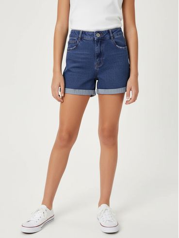 Short Jeans Juvenil Para Menina - AZUL