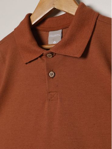 Polo Piqué Linho Infantil Para Menino - MARROM