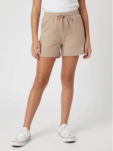 Short Moletinho Juvenil Para Menina - BEGE
