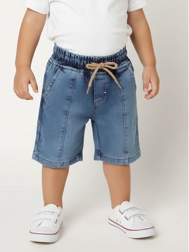 Bermuda Jeans Infantil Para Menino - AZUL