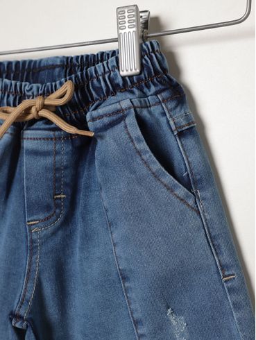 Bermuda Jeans Infantil Para Menino - AZUL