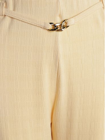 Calça Cropped Detalhe Corrente Feminina AREIA