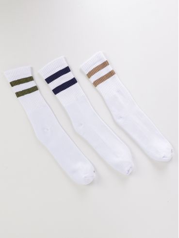 Kit 3 Meias Cano Longo Masculino BRANCO