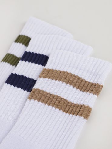 Kit 3 Meias Cano Longo Masculino BRANCO