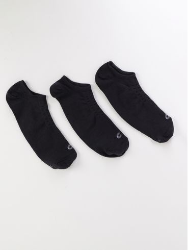 Kit 3 Meias Cano Invisível Masculino PRETO