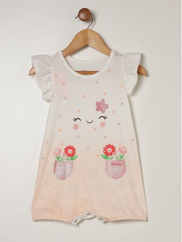 Macacão Estampado Infantil Para Bebê - NATURAL