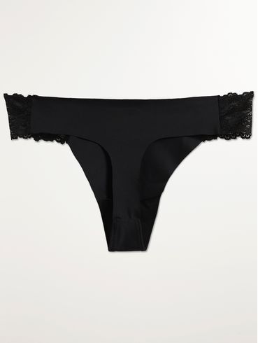 Calcinha Laser Fio em Renda Feminina PRETO