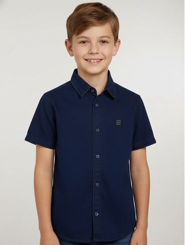 Camisa Manga Curta Juvenil Para Menino - AZUL