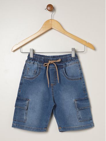 Bermuda Jeans Juvenil Para Menino - AZUL