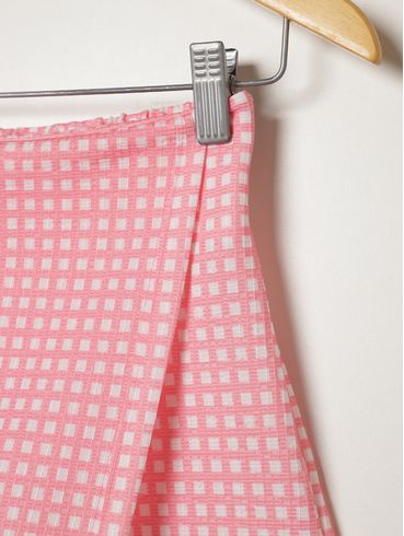 Short Saia Xadrez Vels Juvenil Para Menina- ROSA