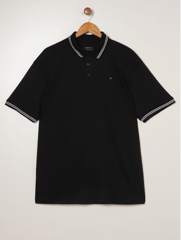 Polo Manga Curta Plus Size Masculina PRETO