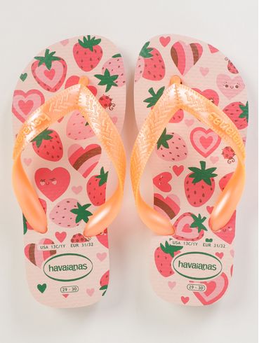 Chinelo Kids Flores Morangos Infantil Para Menina- ROSA CLARO/VERMELHO/LARANJA