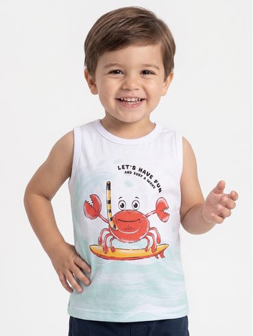 Camiseta Regata Estampada Infantil Para Menino- BRANCO