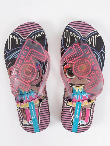 Chinelo Ipanema Lol Surprise Shine Infantil Para M Preto/Rosa