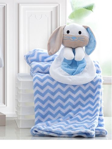 Manta Com Naninha Para Bebê Corttex Azul/Branco