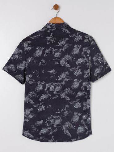 Camisa Estampada Juvenil Para Menino - Cinza