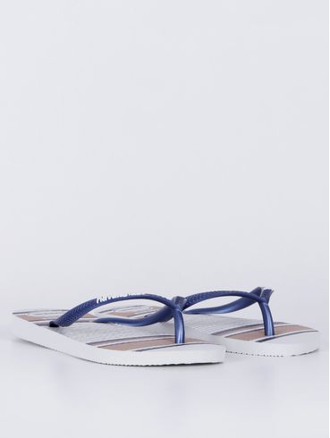 Chinelo Havaianas Slim Nautical Feminino Branco/Azul Marinho