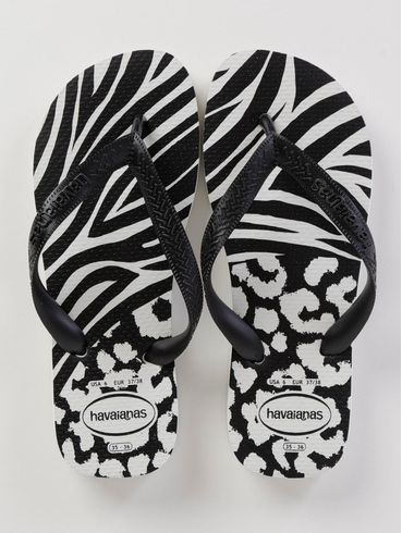 Chinelo Feminino Havaianas Top Animals Branco/Preto