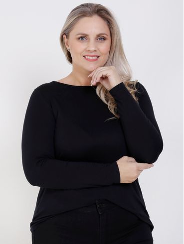 Blusa Manga Longa Autentique Plus Size Feminina Preto