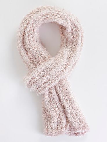 Cachecol Tricot com Pelinhos Feminino Rose