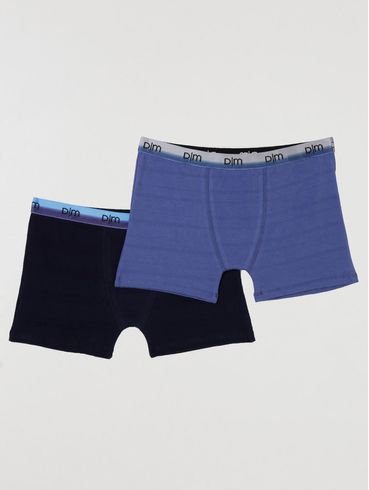 Kit com 02 Cuecas Masculinas Boxer Azul Marinho/Azul