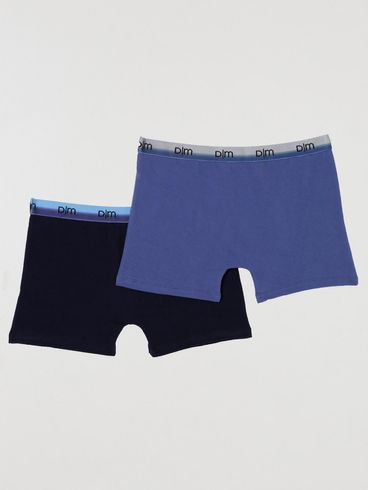 Kit com 02 Cuecas Masculinas Boxer Azul Marinho/Azul