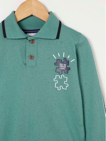 Polo Manga Longa Infantil Para Menino - Verde