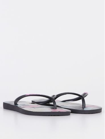 Chinelo Havaianas Slim Floral Feminino Preto/Rosa