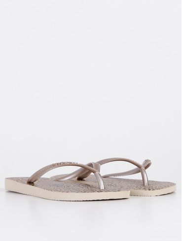 Chinelo Havaianas Slim Animals Feminino Bege/Dourado