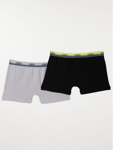 Kit com 02 Cuecas Masculinas Boxer Cinza/Preto