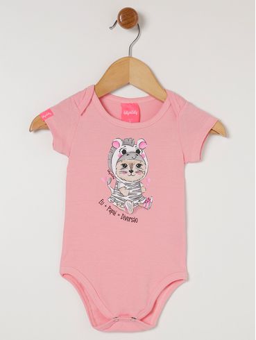 Body Cotton Infantil Para Bebê- Rosa