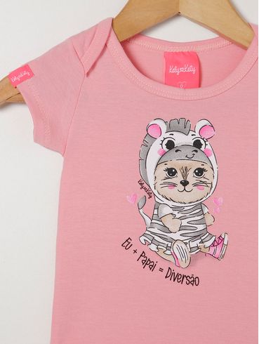 Body Cotton Infantil Para Bebê- Rosa