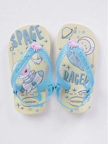 Chinelo Havaianas Peppa Pig Infantil Para Bebê Men Bege/Azul