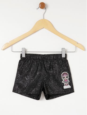 Short de Tecido LOL Infantil Para Menina - Preto