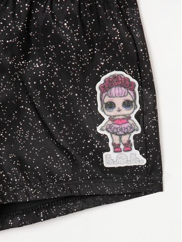 Short de Tecido LOL Infantil Para Menina - Preto